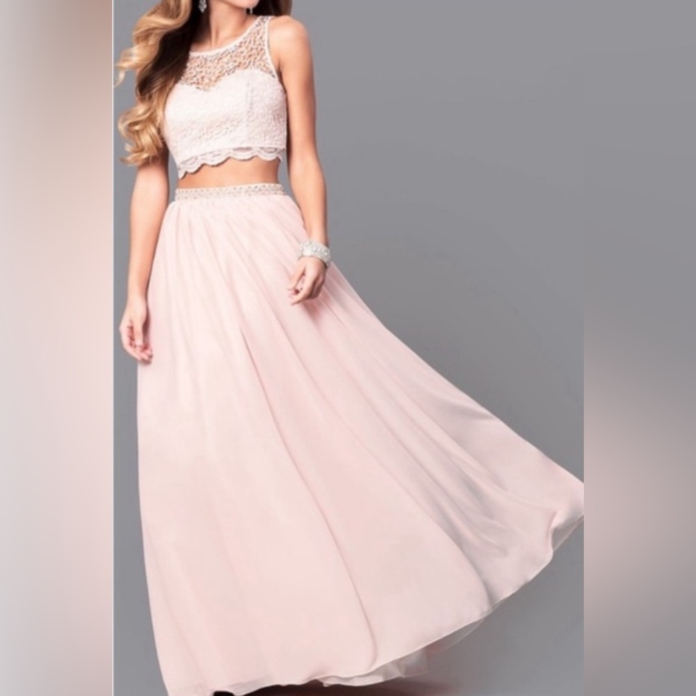 NWT Sequin Hearts Blush Beaded & Lace 2 Piece Formal HOCO Prom Dress  Size 18 - Picture 9 of 9